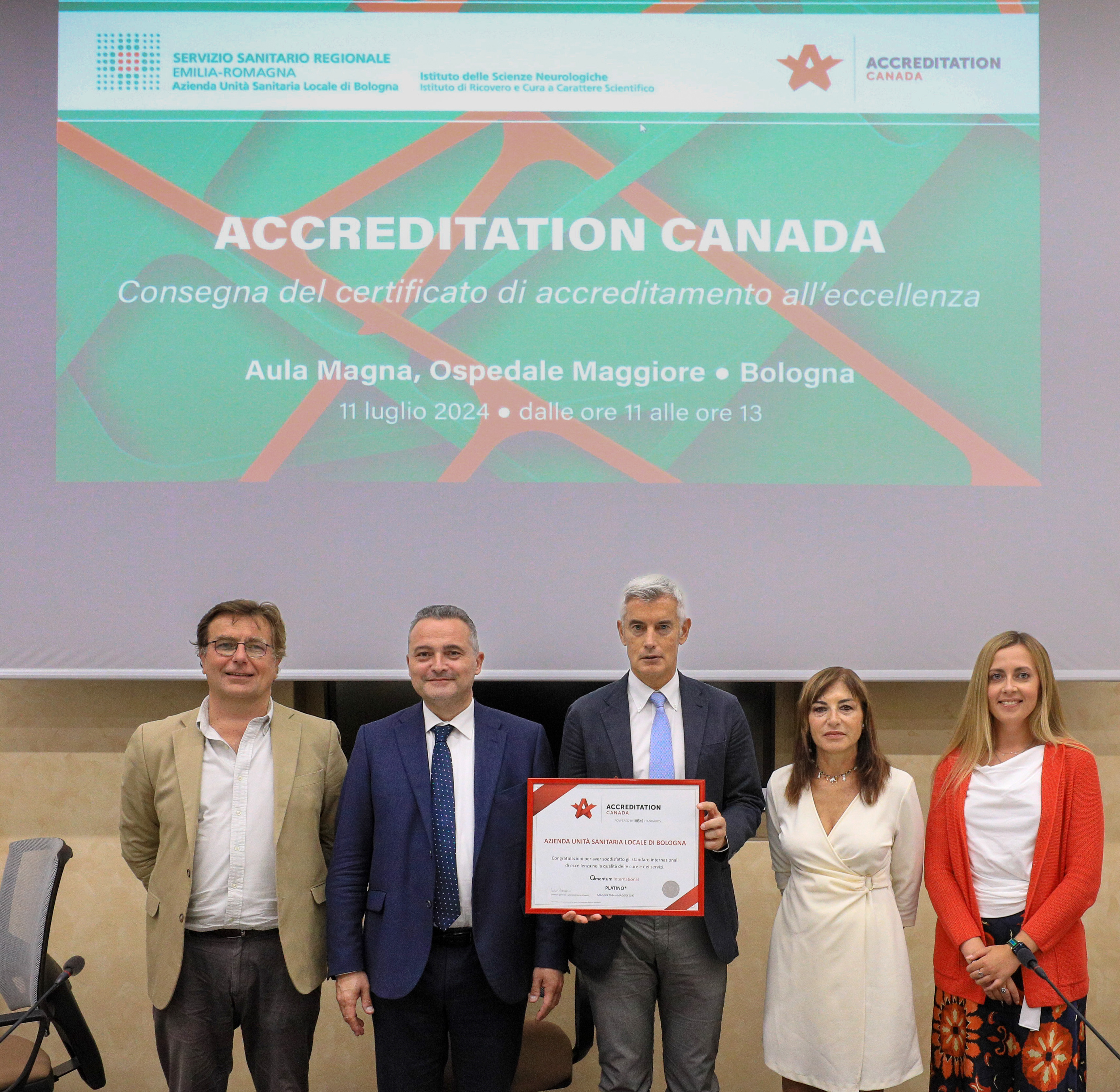 Accreditamento all’eccellenza: l’Azienda USL di Bologna ottiene l’accreditamento livello Platino da Accreditation Canada